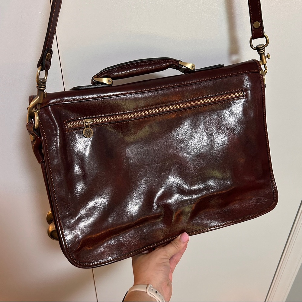 Real Leather Time Resistance Messenger Laptop Briefcase Bag - Picture 4 of 10